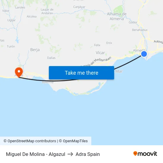 Miguel De Molina - Algazul to Adra Spain map