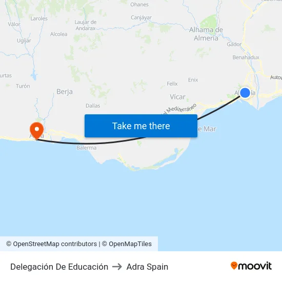 Delegación De Educación to Adra Spain map