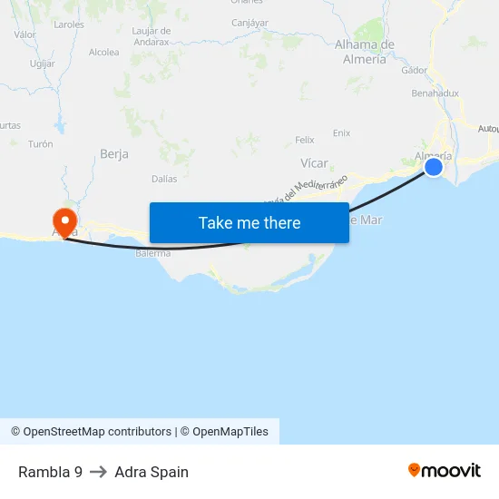 Rambla 9 to Adra Spain map