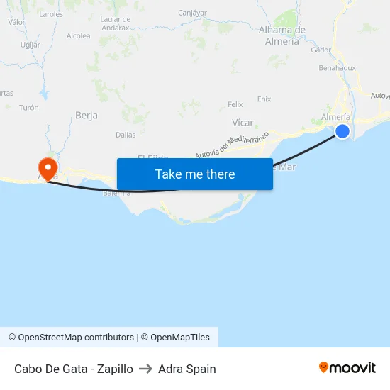 Cabo De Gata - Zapillo to Adra Spain map