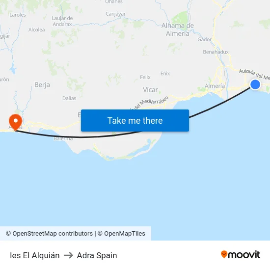 Ies El Alquián to Adra Spain map