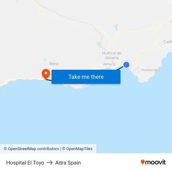Hospital El Toyo to Adra Spain map