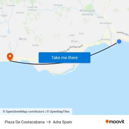 Plaza De Costacabana to Adra Spain map