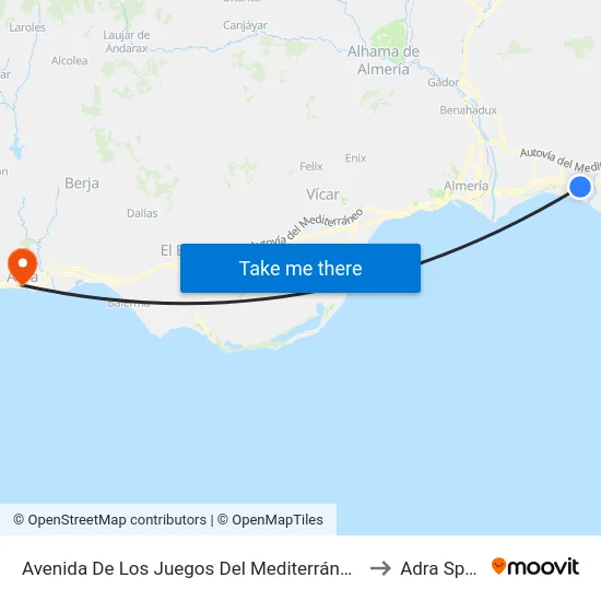 Avenida De Los Juegos Del Mediterráneo, 37 to Adra Spain map