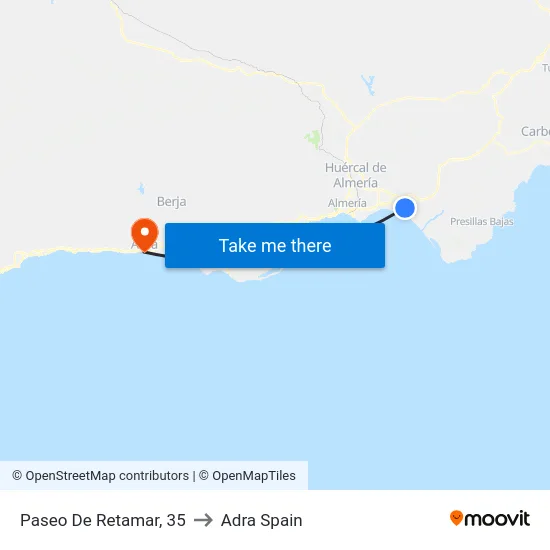 Paseo De Retamar, 35 to Adra Spain map
