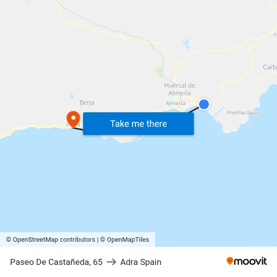 Paseo De Castañeda, 65 to Adra Spain map