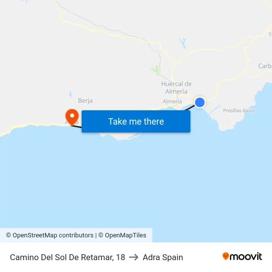 Camino Del Sol De Retamar, 18 to Adra Spain map