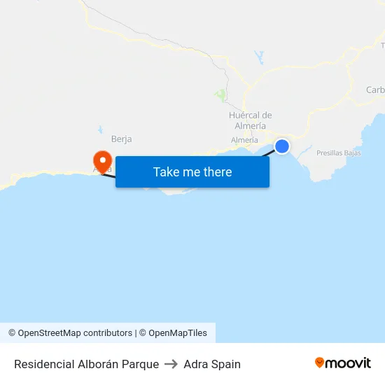 Residencial Alborán Parque to Adra Spain map