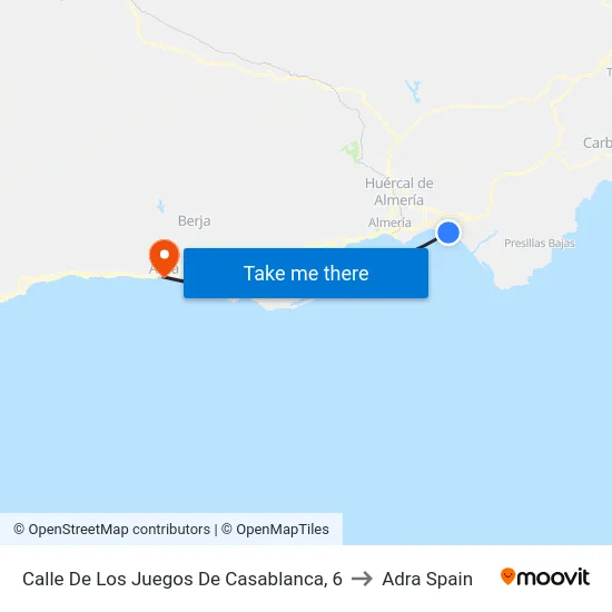 Calle De Los Juegos De Casablanca, 6 to Adra Spain map