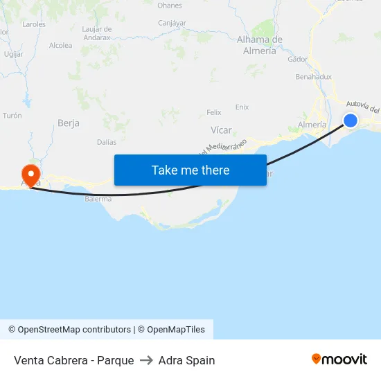 Venta Cabrera - Parque to Adra Spain map