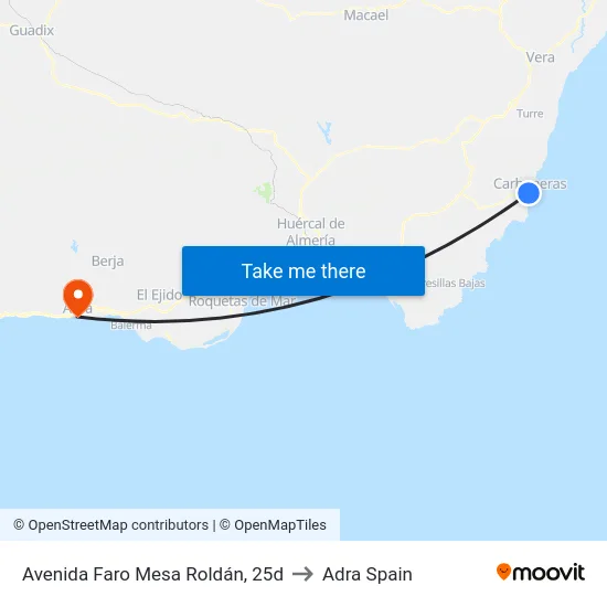 Avenida Faro Mesa Roldán, 25d to Adra Spain map