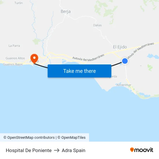Hospital De Poniente to Adra Spain map