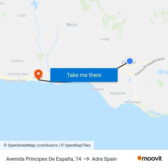 Avenida Príncipes De España, 74 to Adra Spain map
