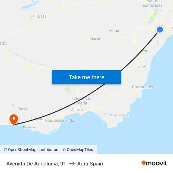 Avenida De Andalucía, 91 to Adra Spain map