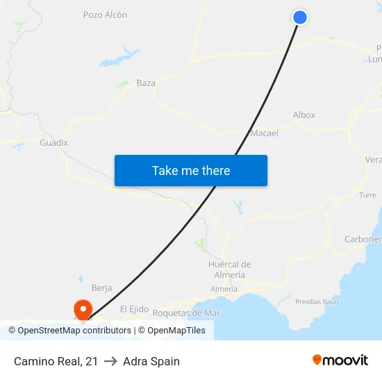 Camino Real, 21 to Adra Spain map