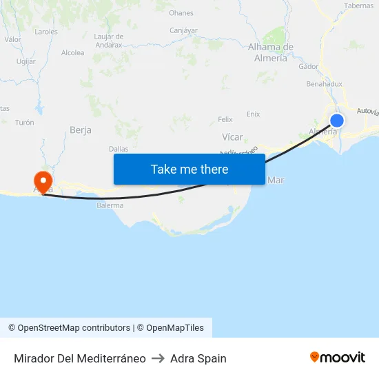Mirador Del Mediterráneo to Adra Spain map