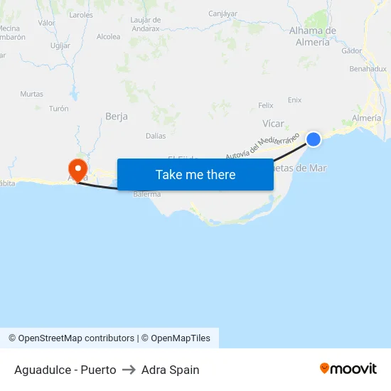 Aguadulce - Puerto to Adra Spain map