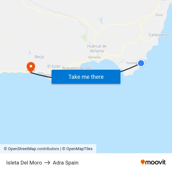 Isleta Del Moro to Adra Spain map
