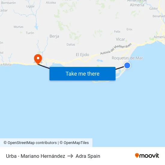 Urba - Mariano Hernández to Adra Spain map