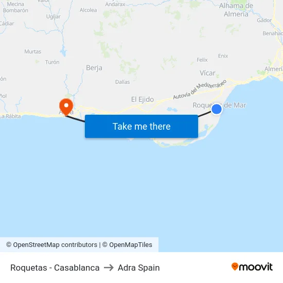 Roquetas - Casablanca to Adra Spain map