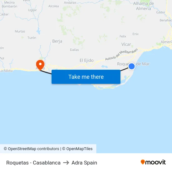 Roquetas - Casablanca to Adra Spain map