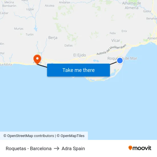 Roquetas - Barcelona to Adra Spain map