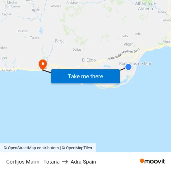 Cortijos Marín - Totana to Adra Spain map