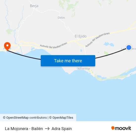 La Mojonera - Bailén to Adra Spain map