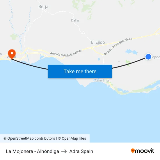 La Mojonera - Alhóndiga to Adra Spain map