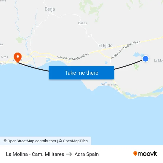 La Molina - Cam. Militares to Adra Spain map