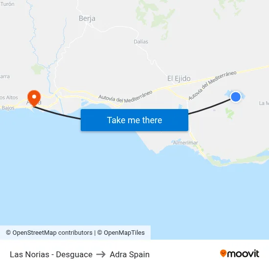 Las Norias - Desguace to Adra Spain map