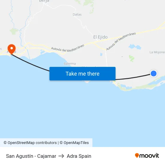 San Agustín - Cajamar to Adra Spain map
