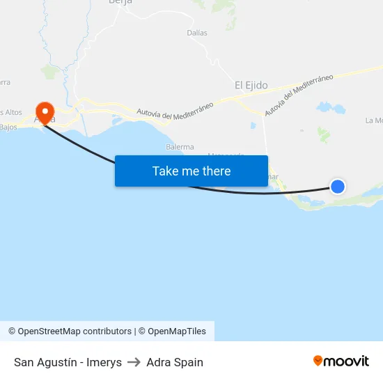 San Agustín - Imerys to Adra Spain map