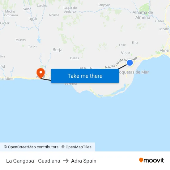 La Gangosa - Guadiana to Adra Spain map