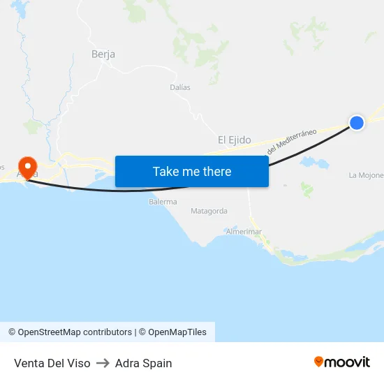 Venta Del Viso to Adra Spain map