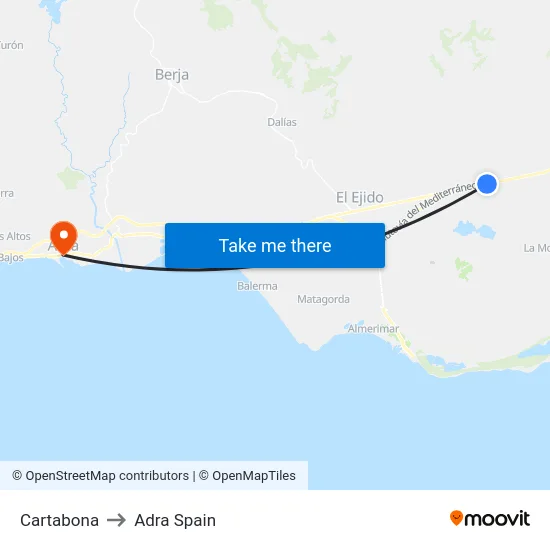 Cartabona to Adra Spain map