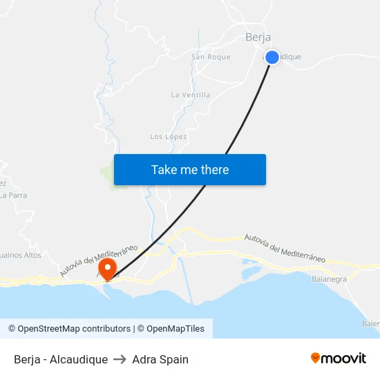 Berja - Alcaudique to Adra Spain map