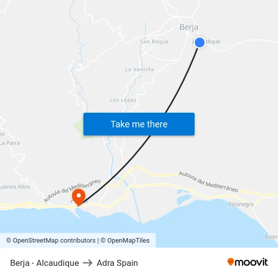 Berja - Alcaudique to Adra Spain map