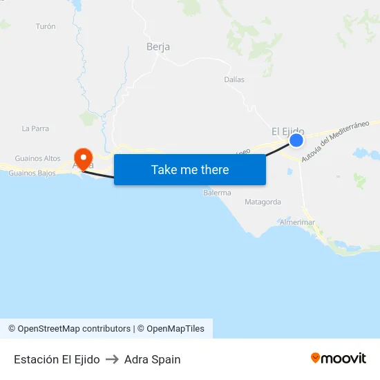 Estación El Ejido to Adra Spain map