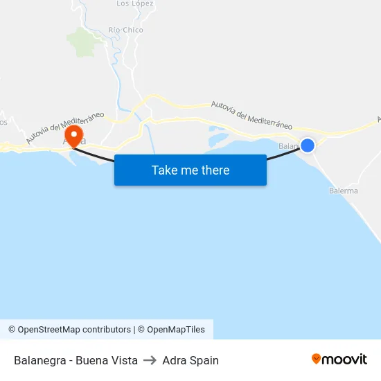Balanegra - Buena Vista to Adra Spain map