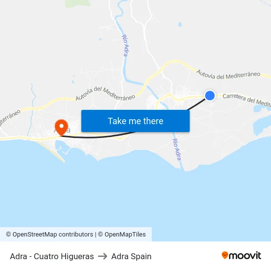 Adra - Cuatro Higueras to Adra Spain map