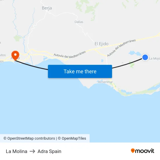 La Molina to Adra Spain map