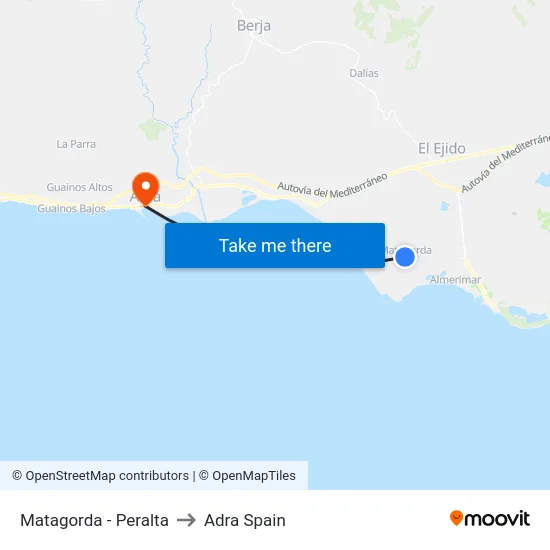 Matagorda - Peralta to Adra Spain map
