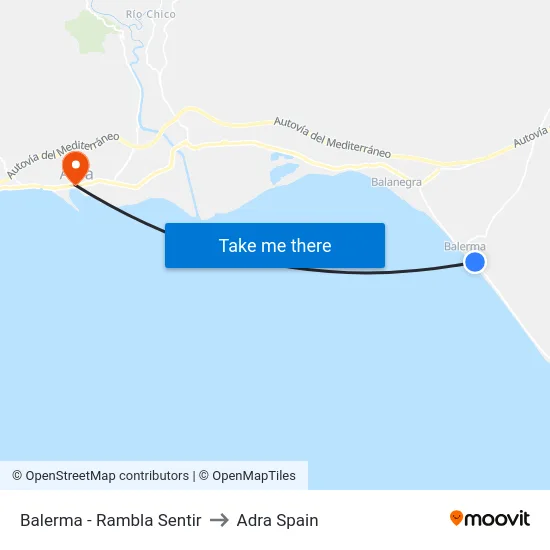 Balerma - Rambla Sentir to Adra Spain map