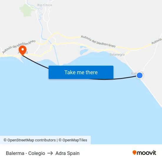 Balerma - Colegio to Adra Spain map