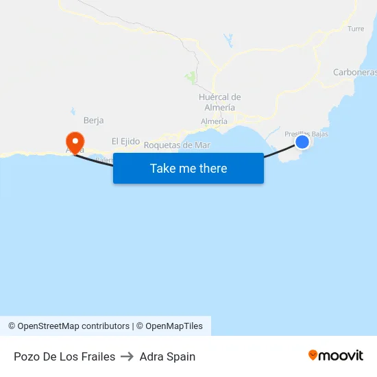 Pozo De Los Frailes to Adra Spain map