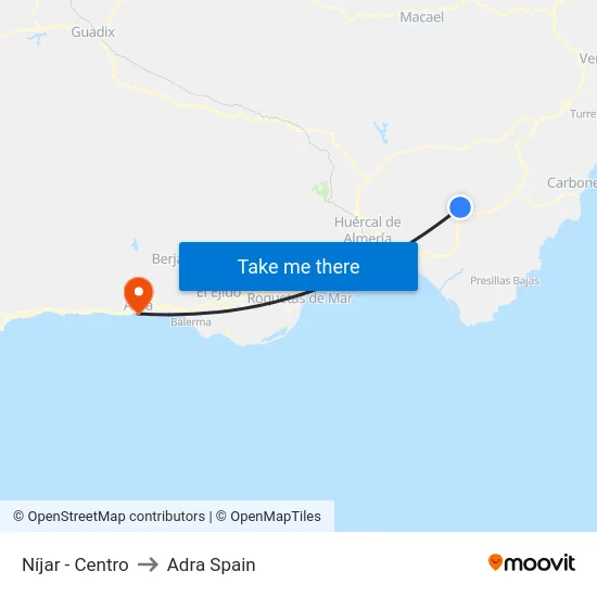 Níjar - Centro to Adra Spain map
