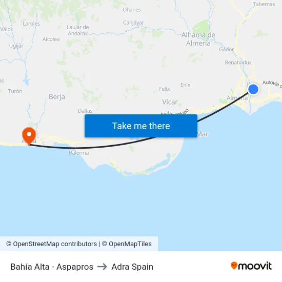 Bahía Alta - Aspapros to Adra Spain map