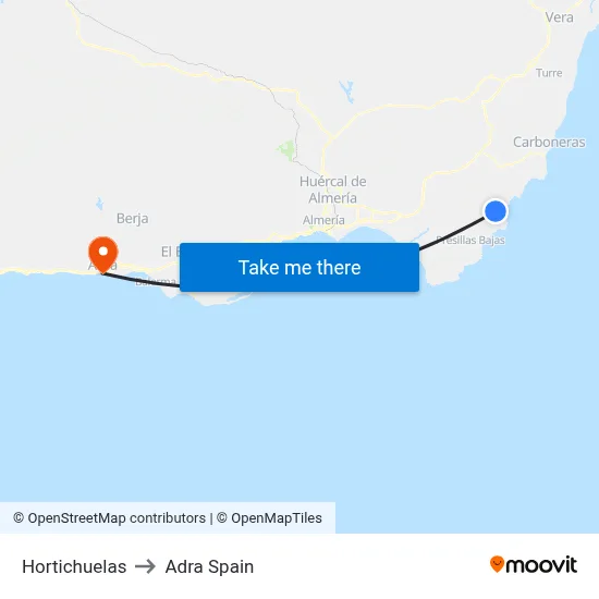 Hortichuelas to Adra Spain map