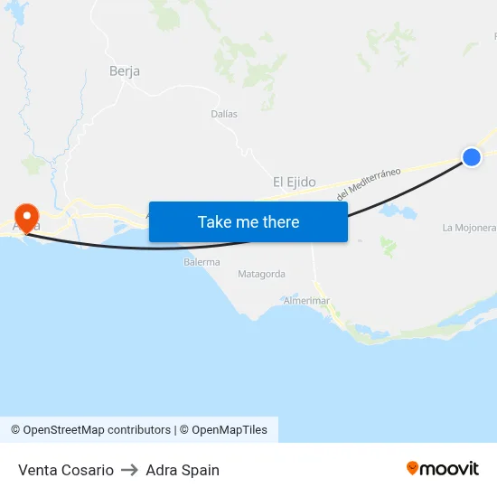 Venta Cosario to Adra Spain map